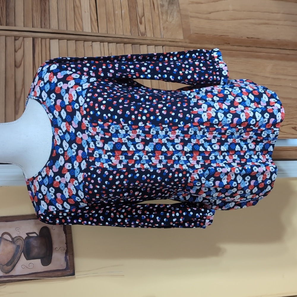 Boden Navy and Red Floral Blouse 12